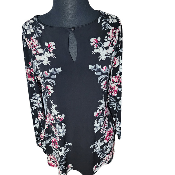 White House black market top blouse floral long sleeve sz S - Picture 4 of 9